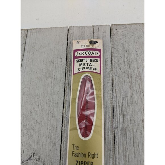 Vintage J&P Coats Skirt or Neck Metal Zipper 9" Red 128 - Picture 2 of 4